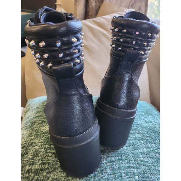 No Boundaries Studded Heeled Moto Boots, womens size 12 wide - Picture 3 of 6